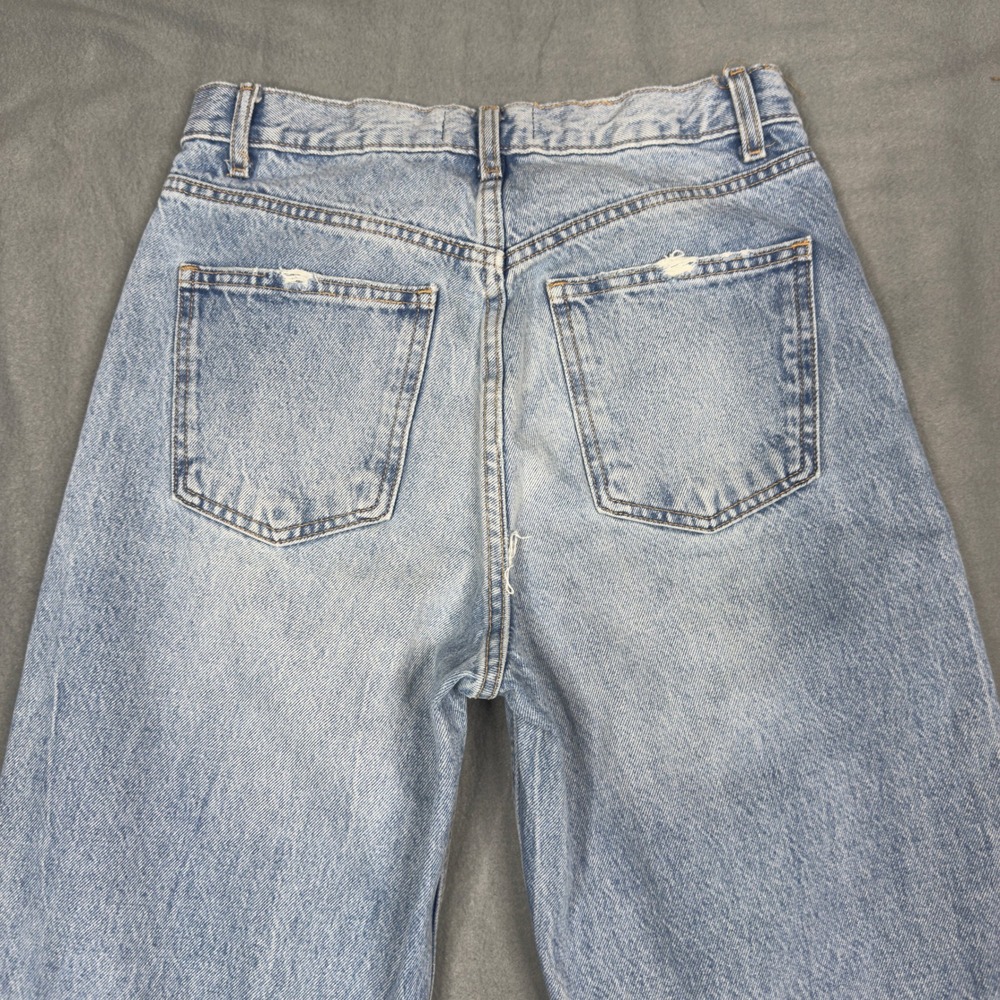 Zara Women Light Wash Distressed Wide Leg Jeans High Rise Size 4 - Picture 6 of 10